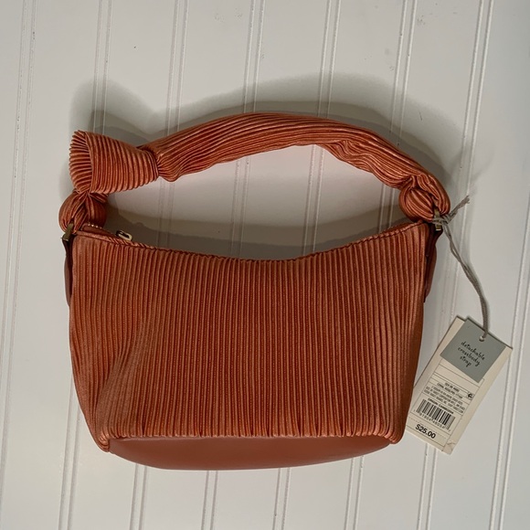 a new day Handbags - A New Day Pleated Orange Knotted Handle Women's Bag